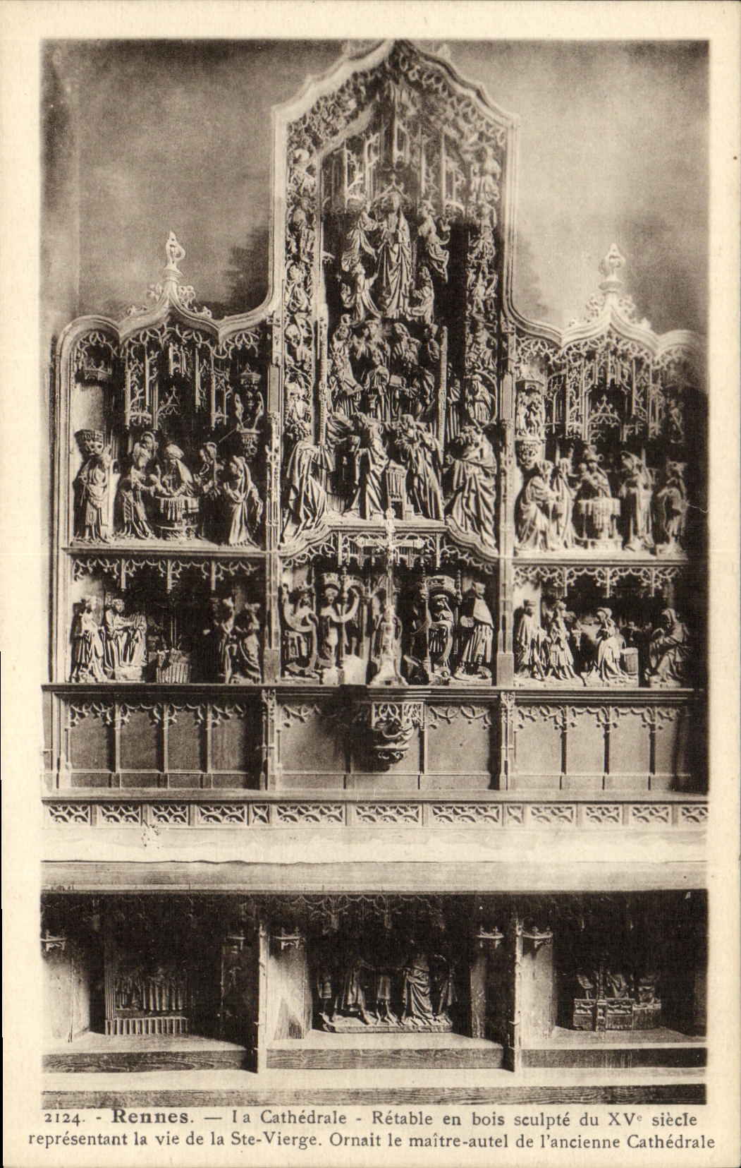 CPA Rennes La Cathedrale Retable en Bois Sculpte
