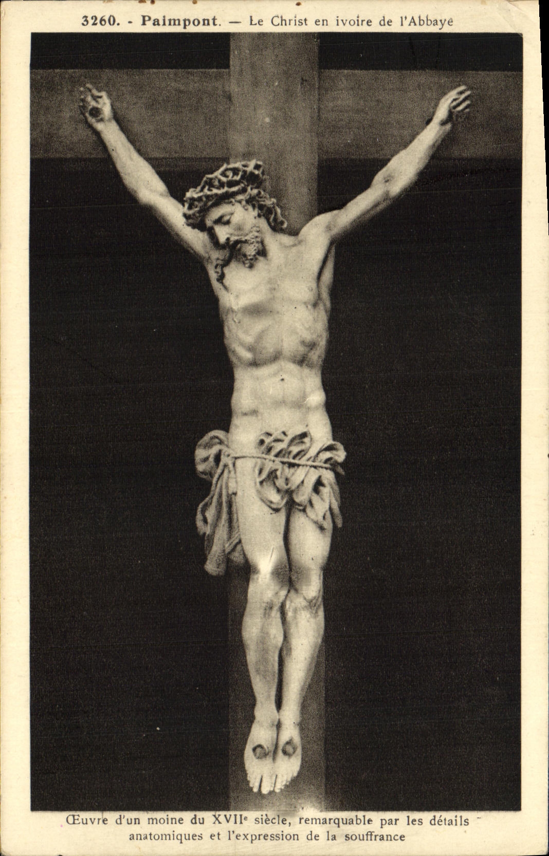 VINTAGE POSTCARD Paimpont Ivory Christ of L Abbey