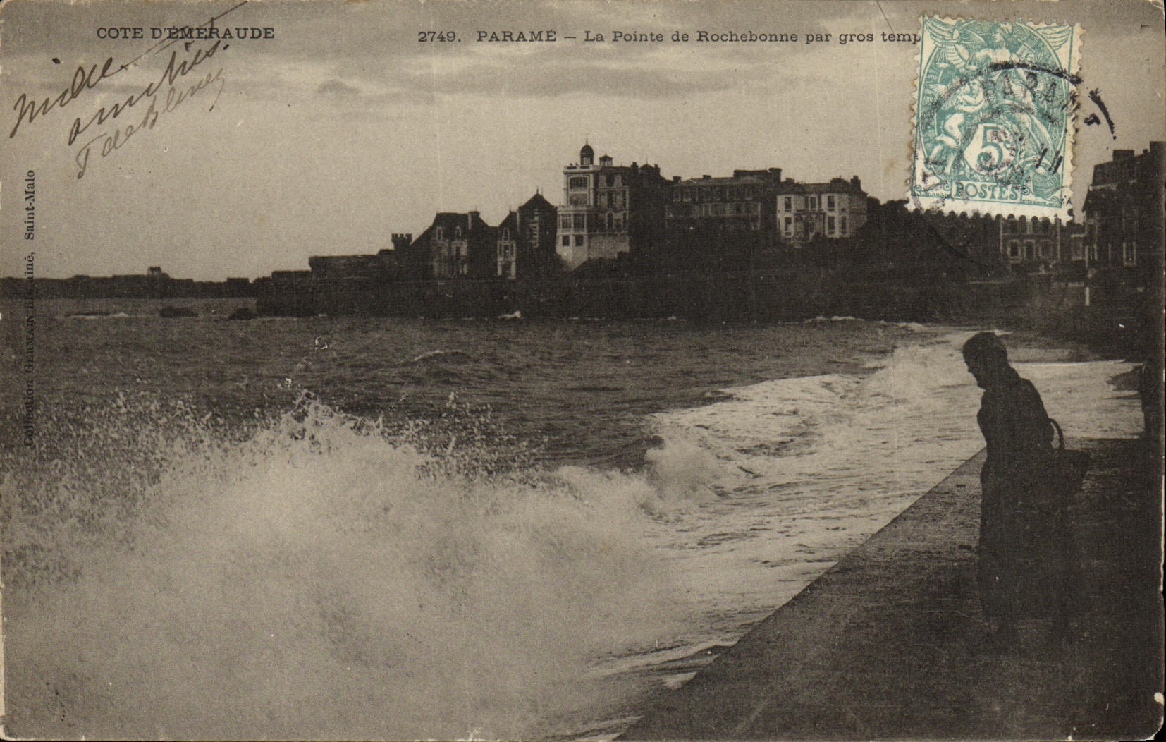 VINTAGE POSTCARD Parame Top of the rochebonne By heavy weather