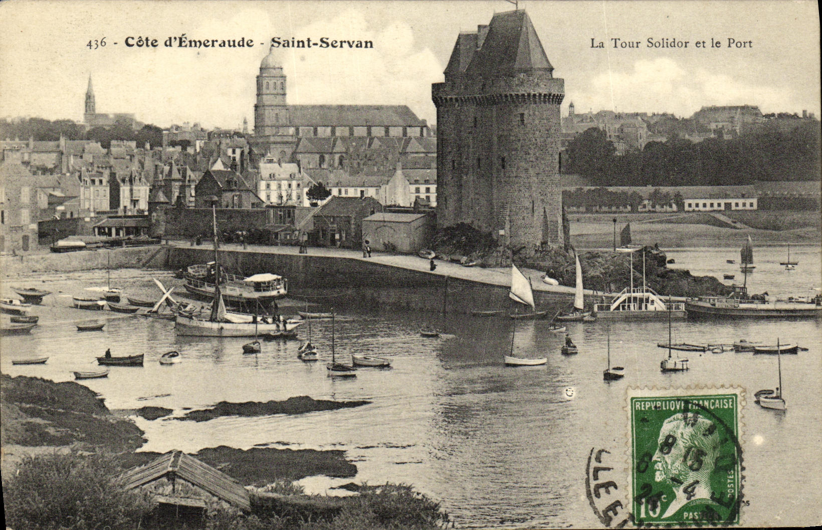El St Servan de la POSTAL de la VENDIMIA dimensiona D Emeraude la torre de Solidor y el puerto