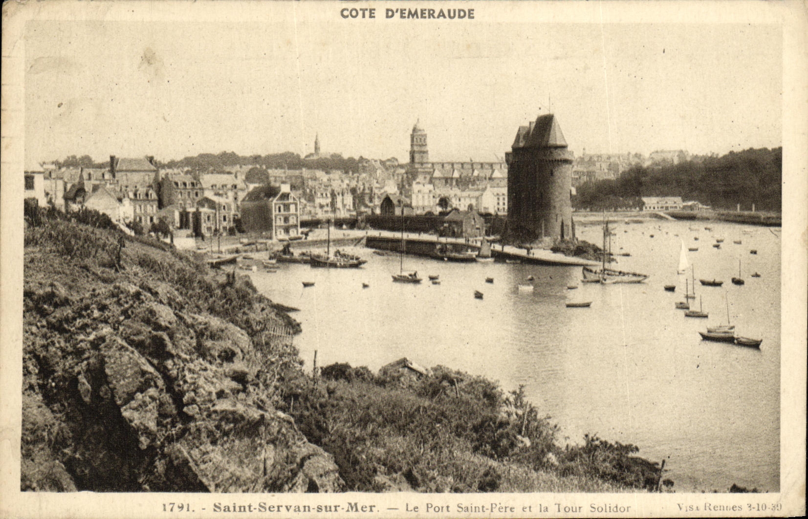 VINTAGE POSTCARD St Servan On Sea the Holy Bridge Father and the Solidor Tower