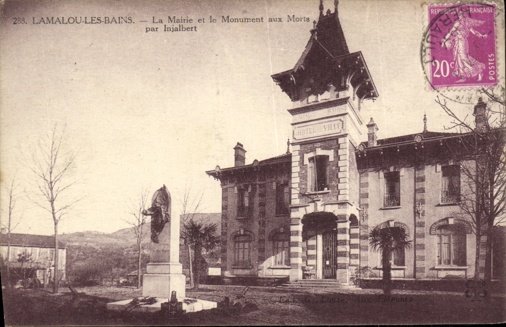CPA Lamalou les Bains La Mairie et le Monument aux Morts par Injalbert Miltiaria