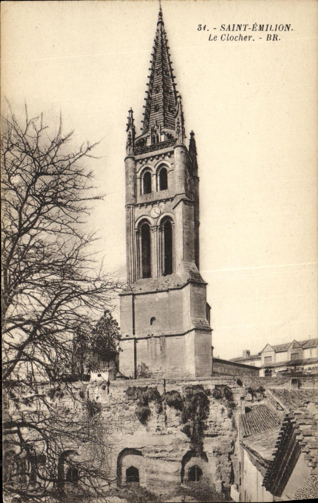 VINTAGE POSTCARD St Emilion the Bell tower