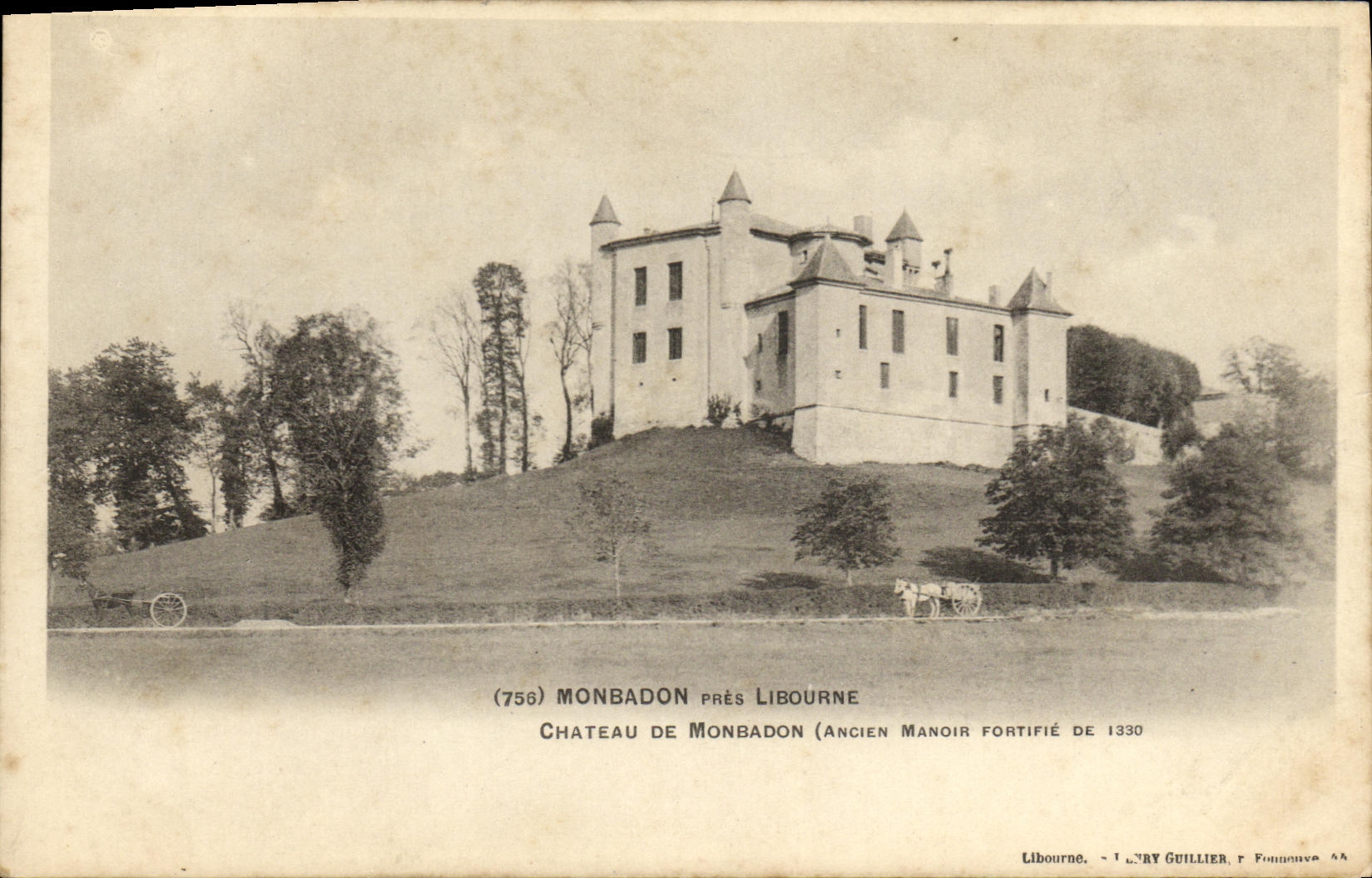 VINTAGE POSTCARD Monbadon close Libourne Castle De Monbadon Old house fortifiee