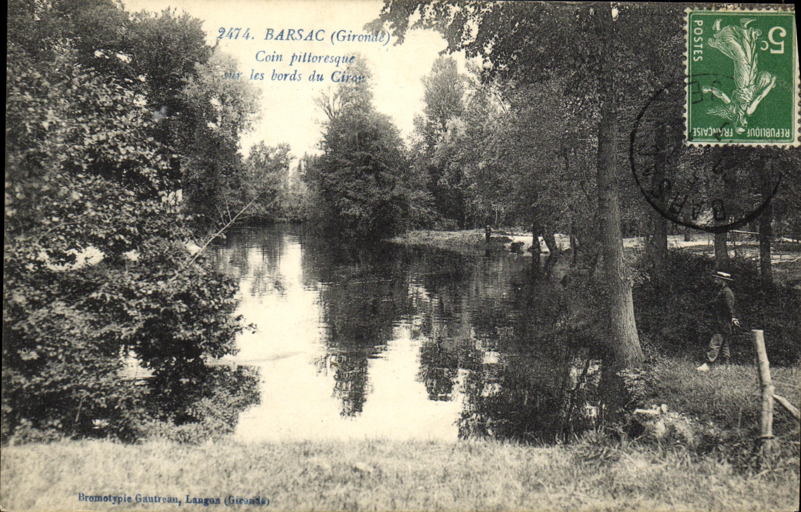 Bordes de la esquina pintorescos de Barsac de la POSTAL de la VENDIMIA del circo