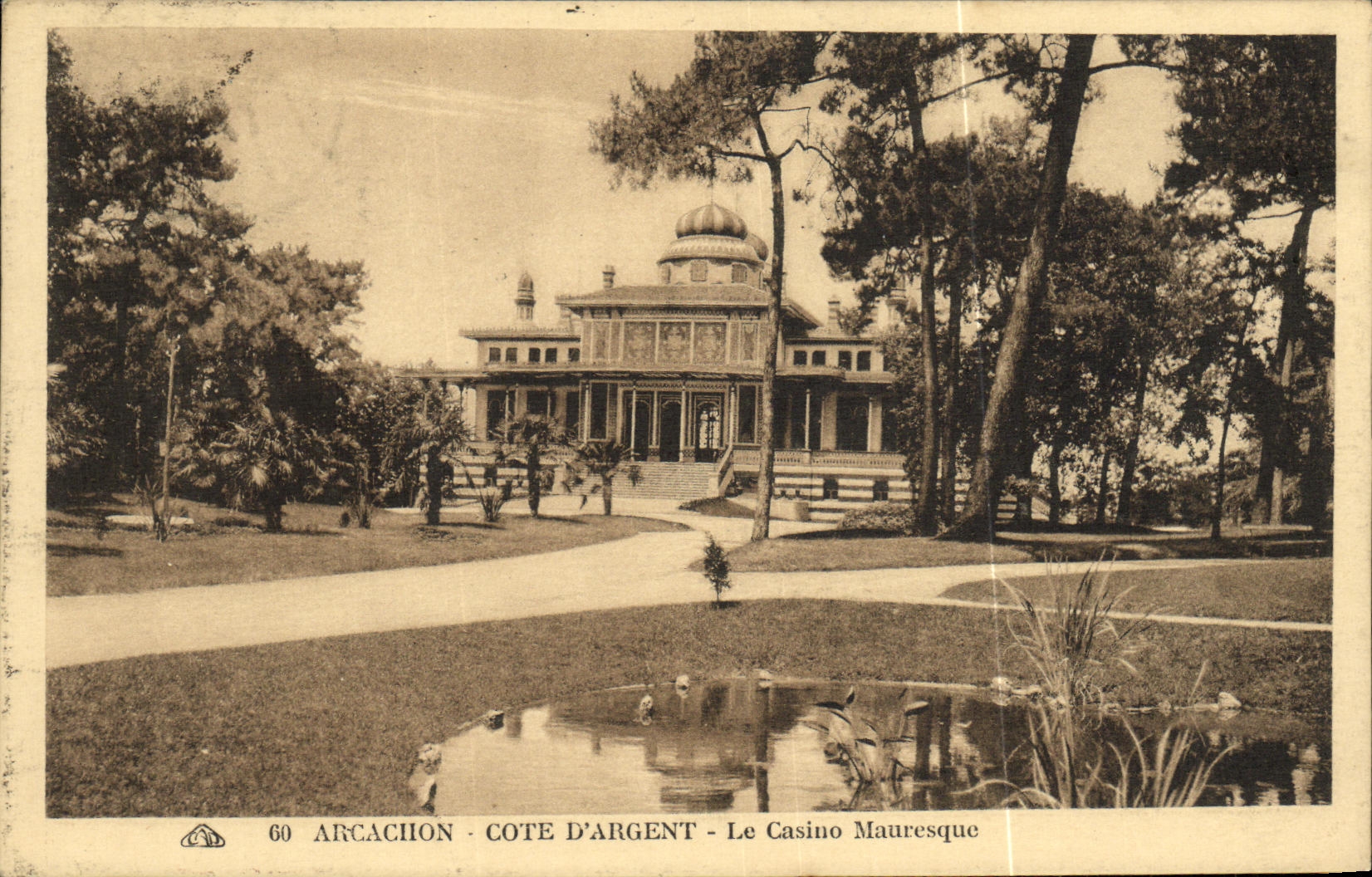 VINTAGE POSTCARD Dimension D Arcachon Money the Moorish Casino