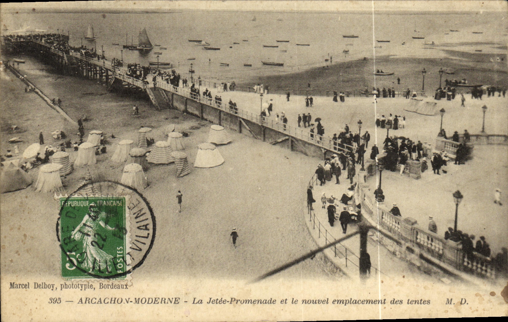 VINTAGE POSTCARD Dimension D Modern Arcachon Money the Pier Walk and the New Site of the Tents