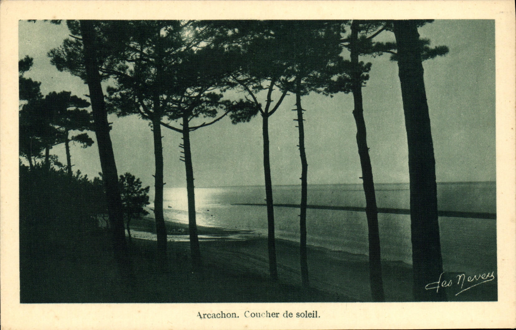 VINTAGE POSTCARD Dimension D Money Arcachon Sunset
