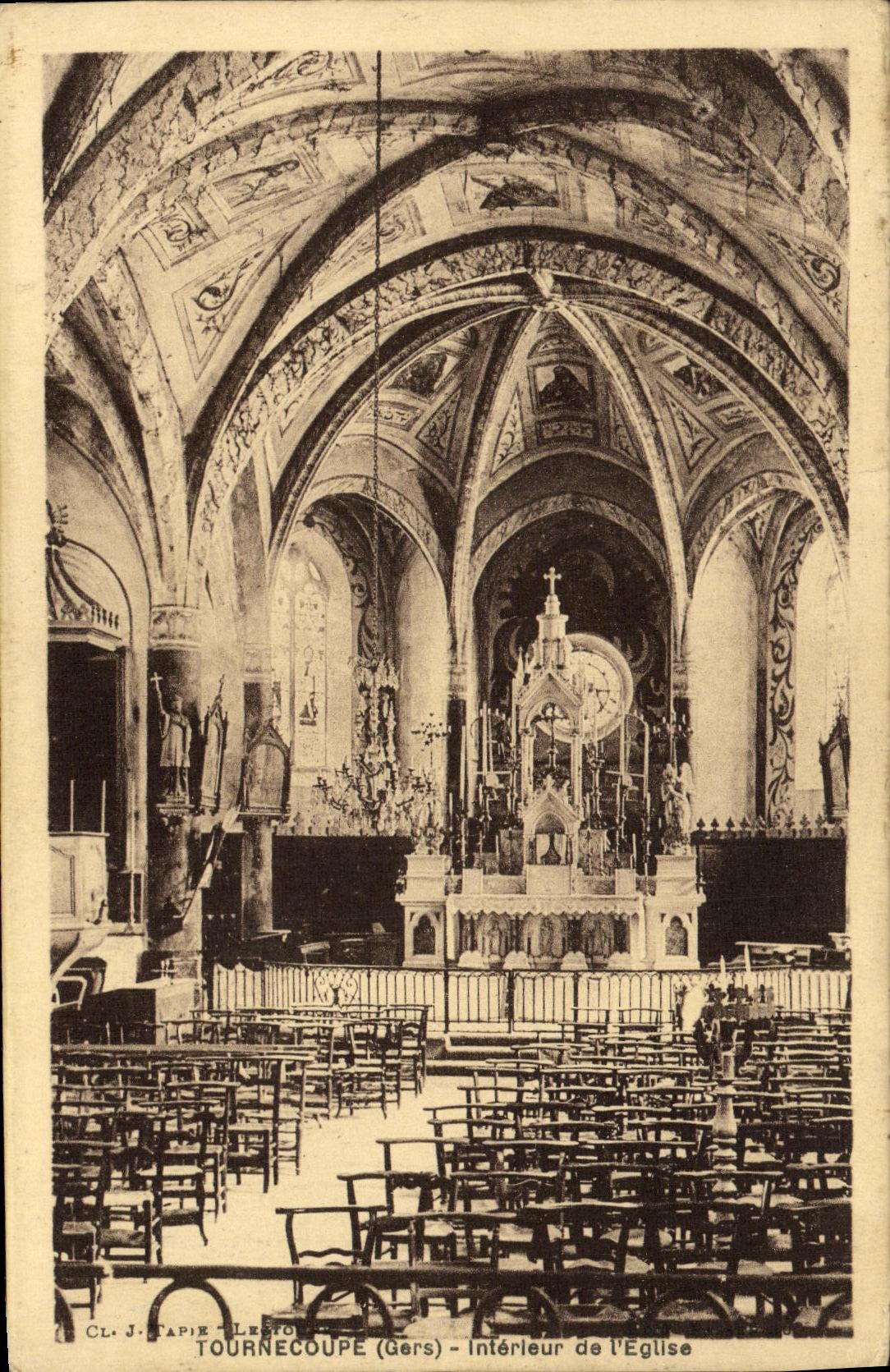 VINTAGE POSTCARD Interior Tournecoupe of L Church