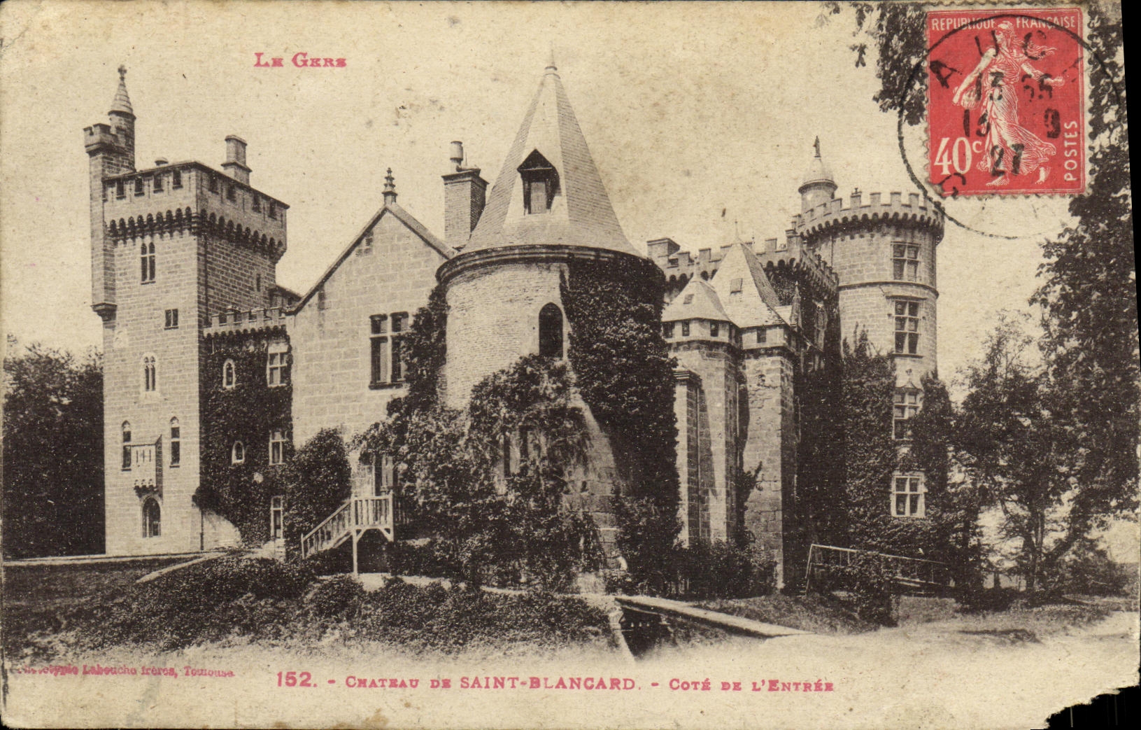 Castillo de la POSTAL de la VENDIMIA Saint de la base de Blancare de L incorporada
