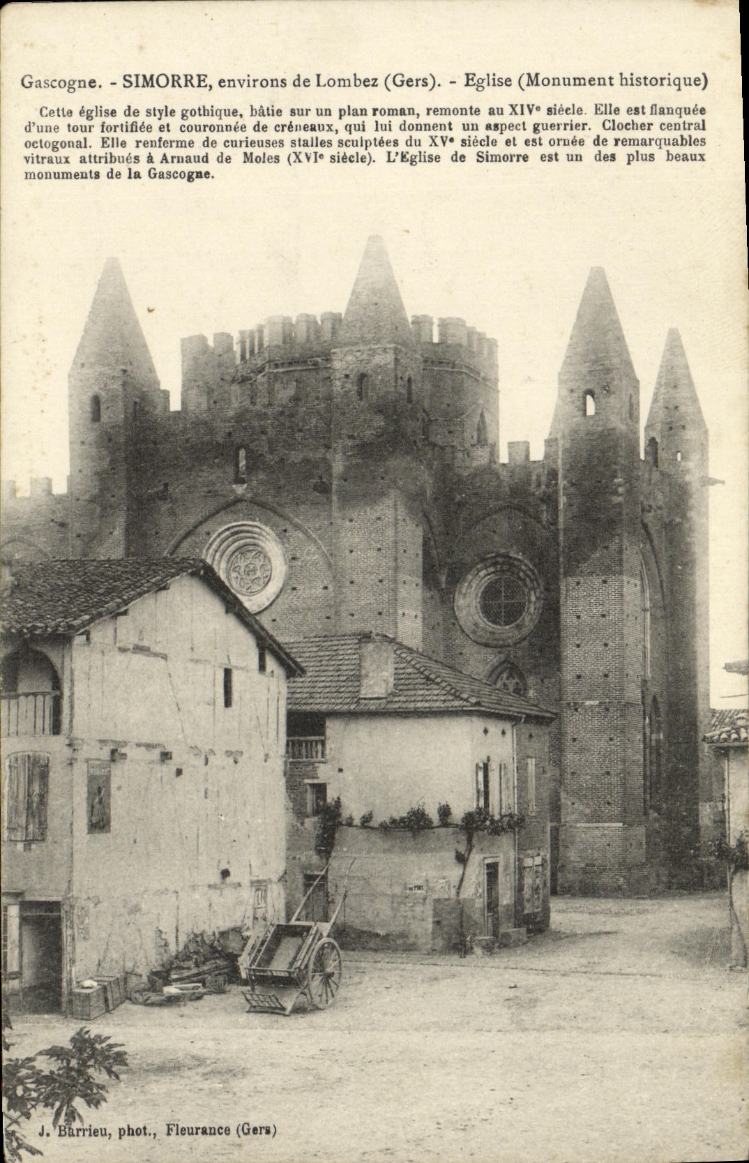 VINTAGE POSTCARD Gascogne Simorre Surroundings of Lombez Church