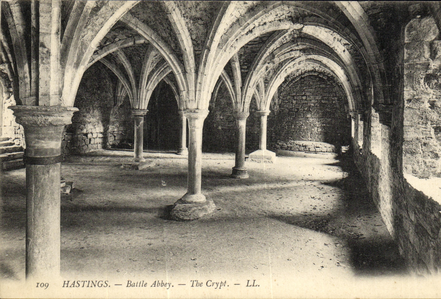 VINTAGE POSTCARD Hastings Battle Abbey The Crypt