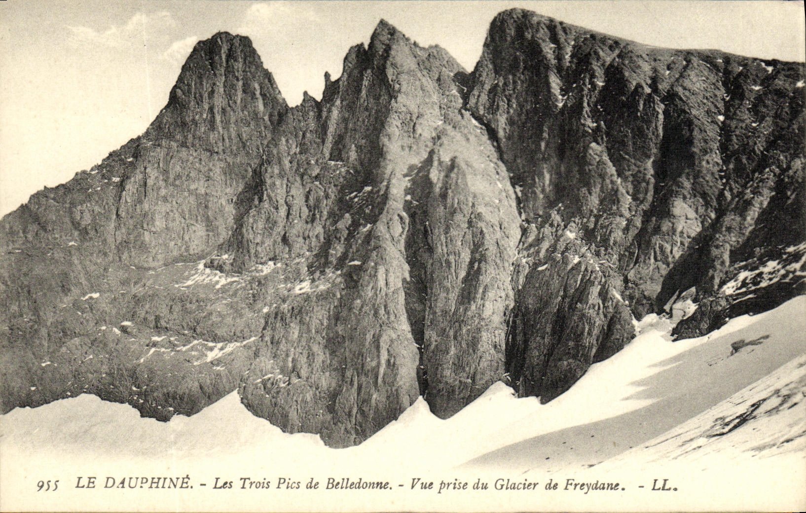 VINTAGE POSTCARD Dauphine Three Peaks of Belledonne Seen from Glacier of Freydane