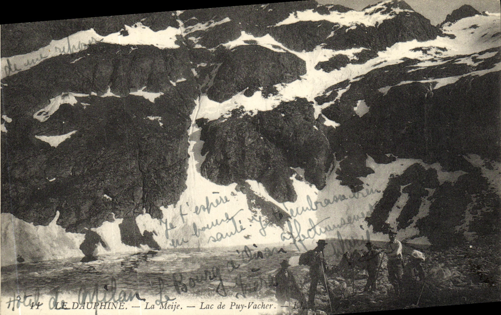 VINTAGE POSTCARD Dauphine Meije Lake Puy Cowherd