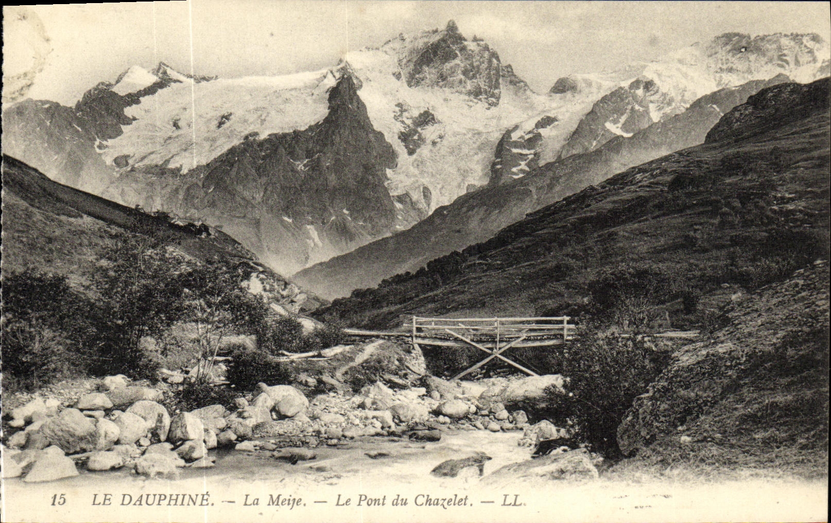 VINTAGE POSTCARD Dauphine Meije the Bridge of Chazelet