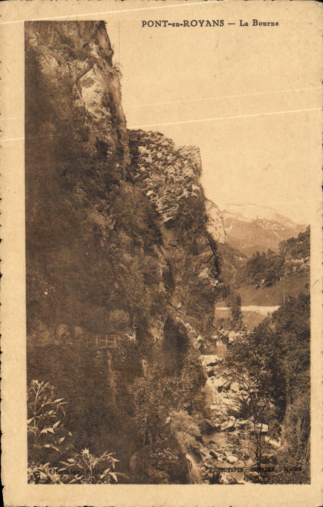 VINTAGE POSTCARD Bridge in Royans Bourne