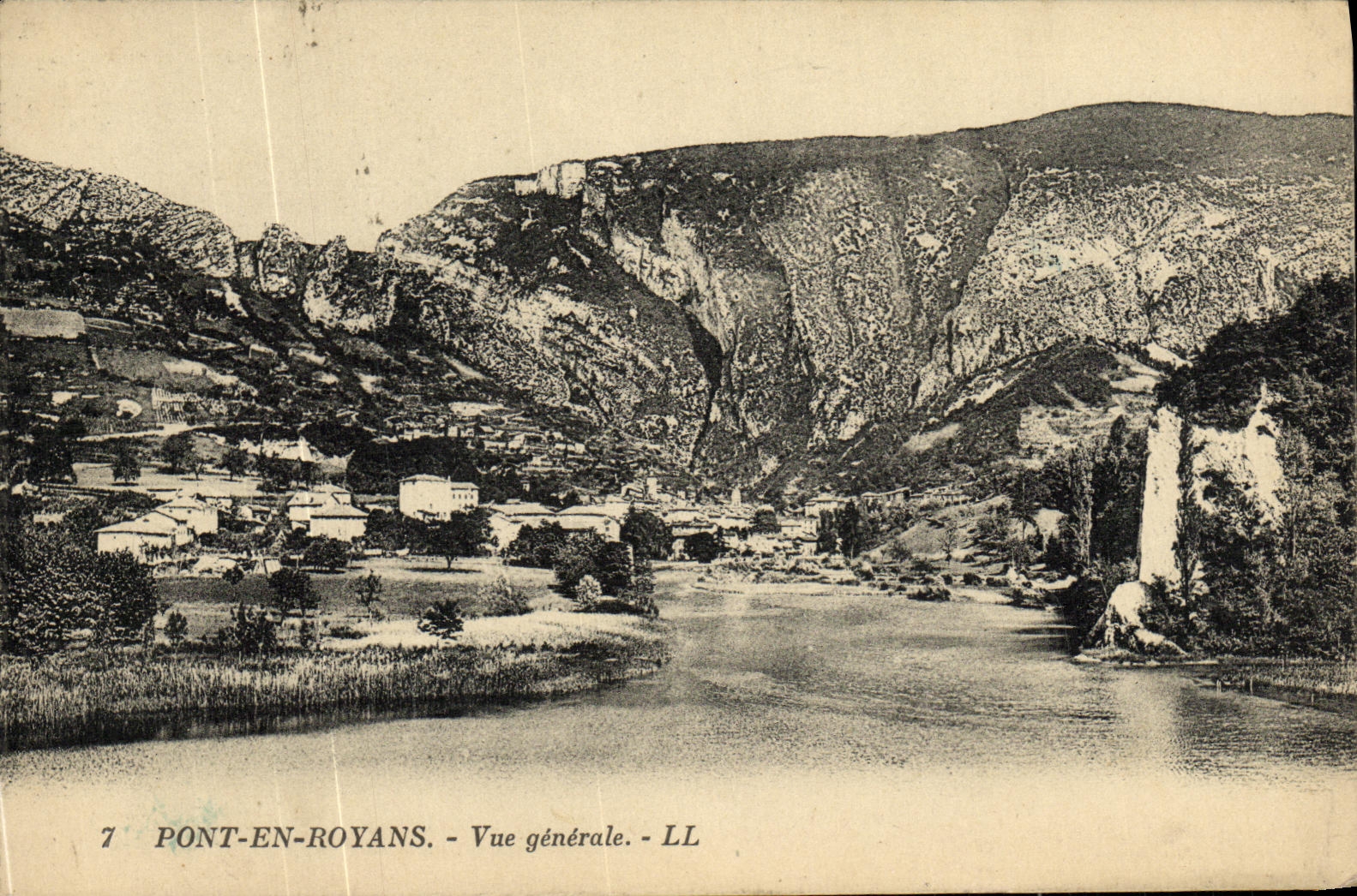 VINTAGE POSTCARD Bridge in Royans View