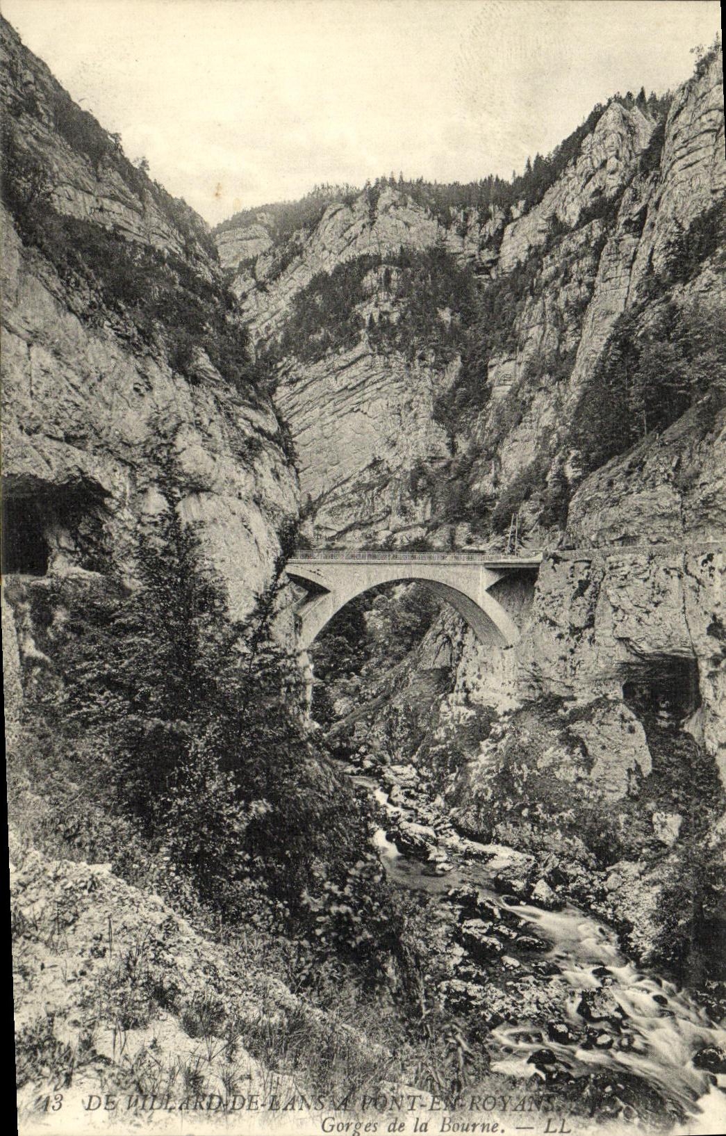 VINTAGE POSTCARD De Villard de Lans has Bridge in Royans Gorges of Bourne