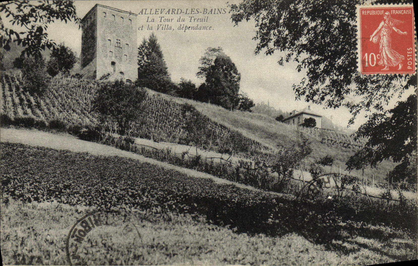 VINTAGE POSTCARD Allevard Les Bains the Tower of the Winch and the Villa dependence