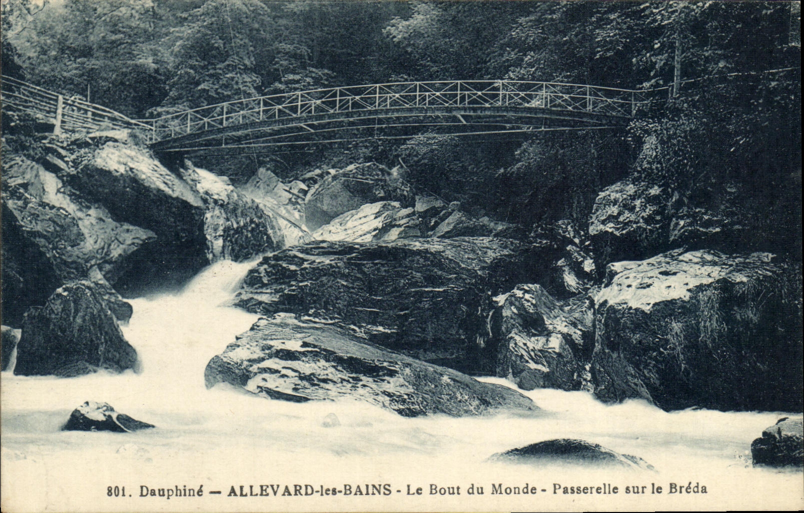 VINTAGE POSTCARD Dauphine Allevard les Bains the End of the World Footbridge on Breda