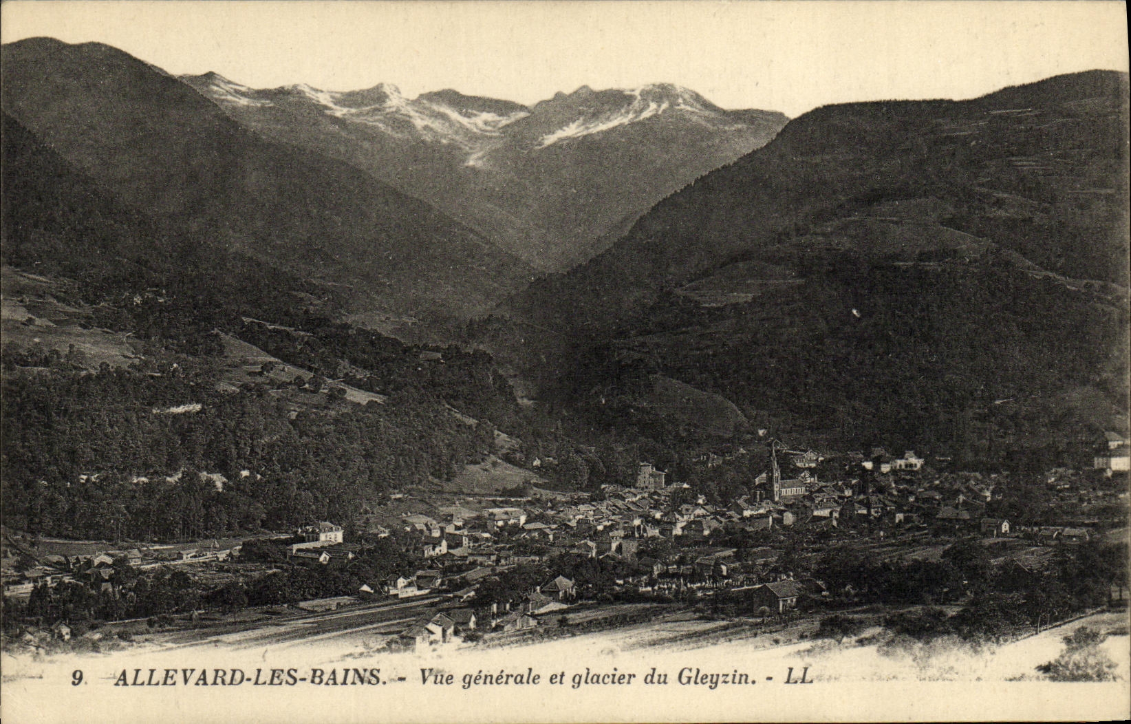 VINTAGE POSTCARD Allevard les Bains View and glacier of Gleyzin