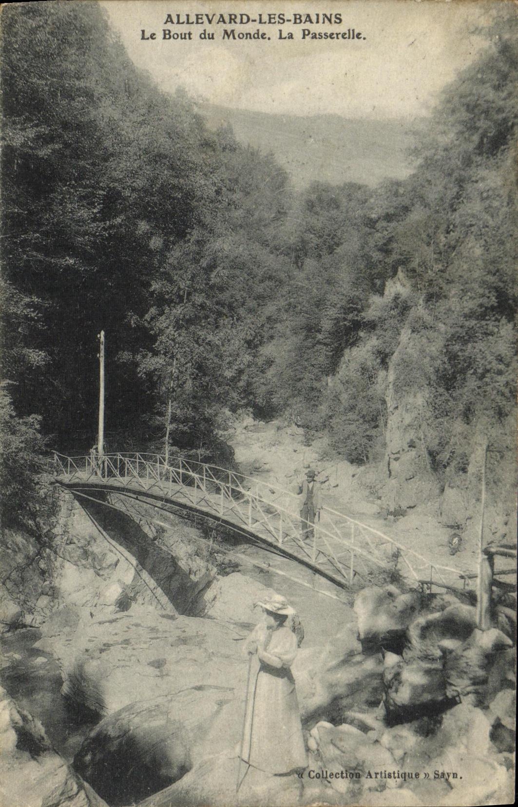 VINTAGE POSTCARD Allevard les Bains the End of the World the Footbridge