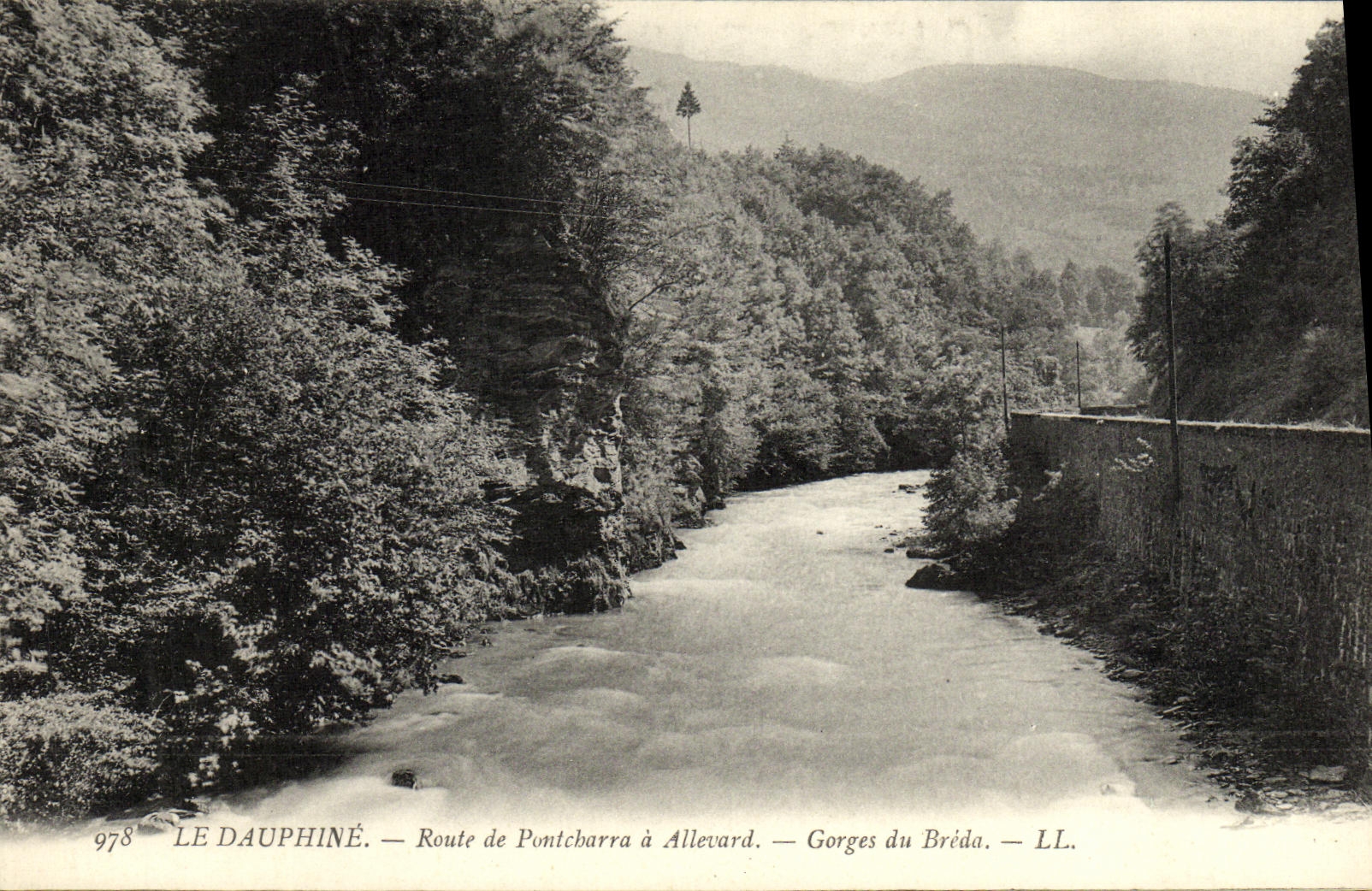 VINTAGE POSTCARD the Dauphine Road of Pontcharra has Allevard Groges of Breda