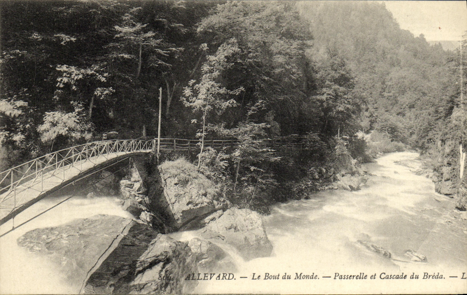 VINTAGE POSTCARD Allevard the End of the World Footbridge and Cascades of Breda