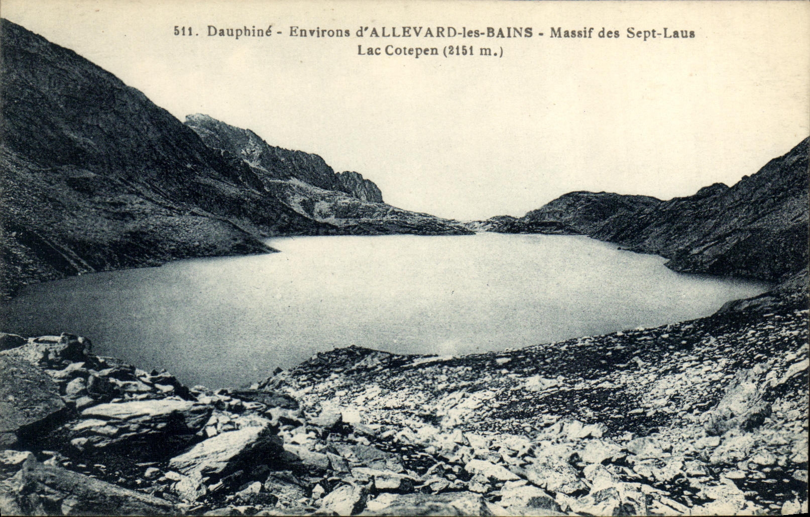 VINTAGE POSTCARD Dauphine Surroundings D Allevard les Bains Massive of the Seven Laus Lake Cotepen