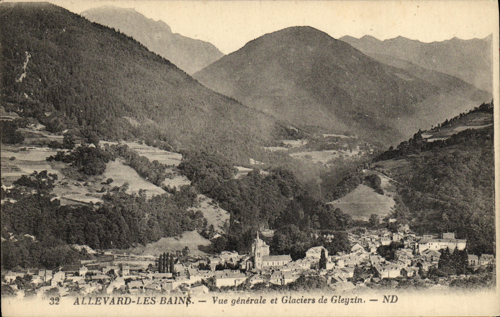 VINTAGE POSTCARD Allevard les Bains View and Glaciers of Gleyzin