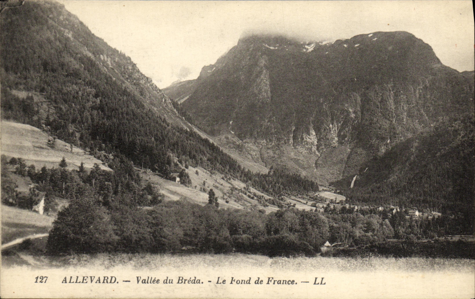 VINTAGE POSTCARD Allevard Valley of Breda Fund of France