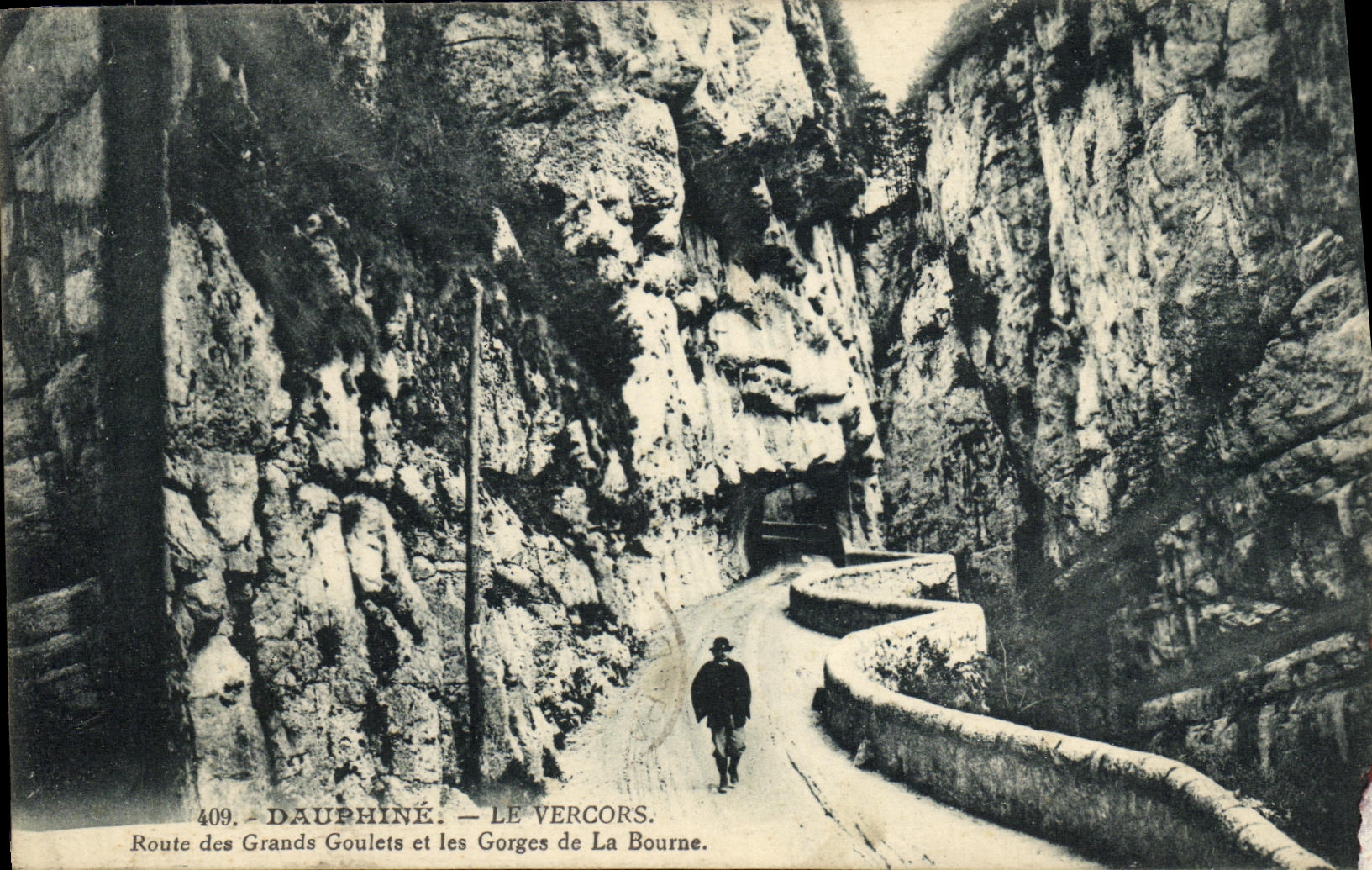 Camino de Dauphine Vercors de la POSTAL de la VENDIMIA de las grandes partes y catarata estrechas de Bourne