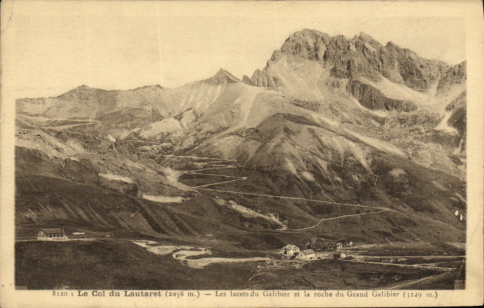 VINTAGE POSTCARD the Collar of Lautaret Laces of Galibier and the rock of Large Galibier