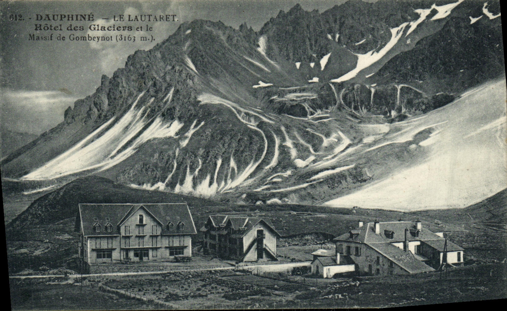 Hotel de Dauphine Lautaret de la POSTAL de la VENDIMIA de los glaciares y de la masa solida de Gombeynot