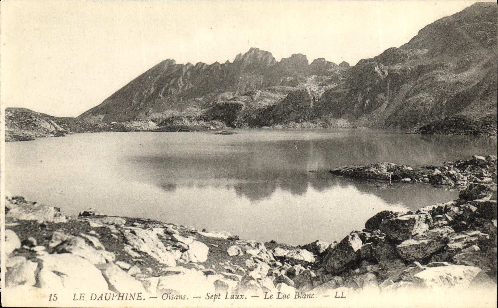 POSTAL Dauphine Oisans siete Laux de la VENDIMIA el lago blanco