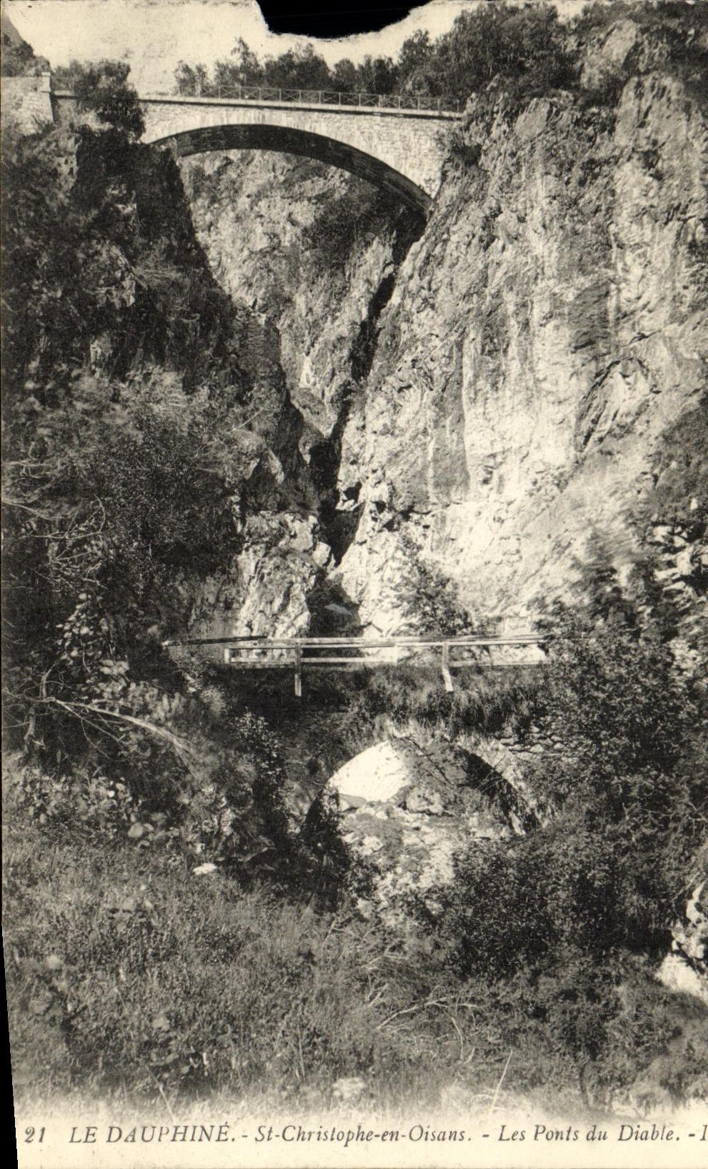 VINTAGE POSTCARD Dauphine St Christophe in Oisans Bridges of the Devil