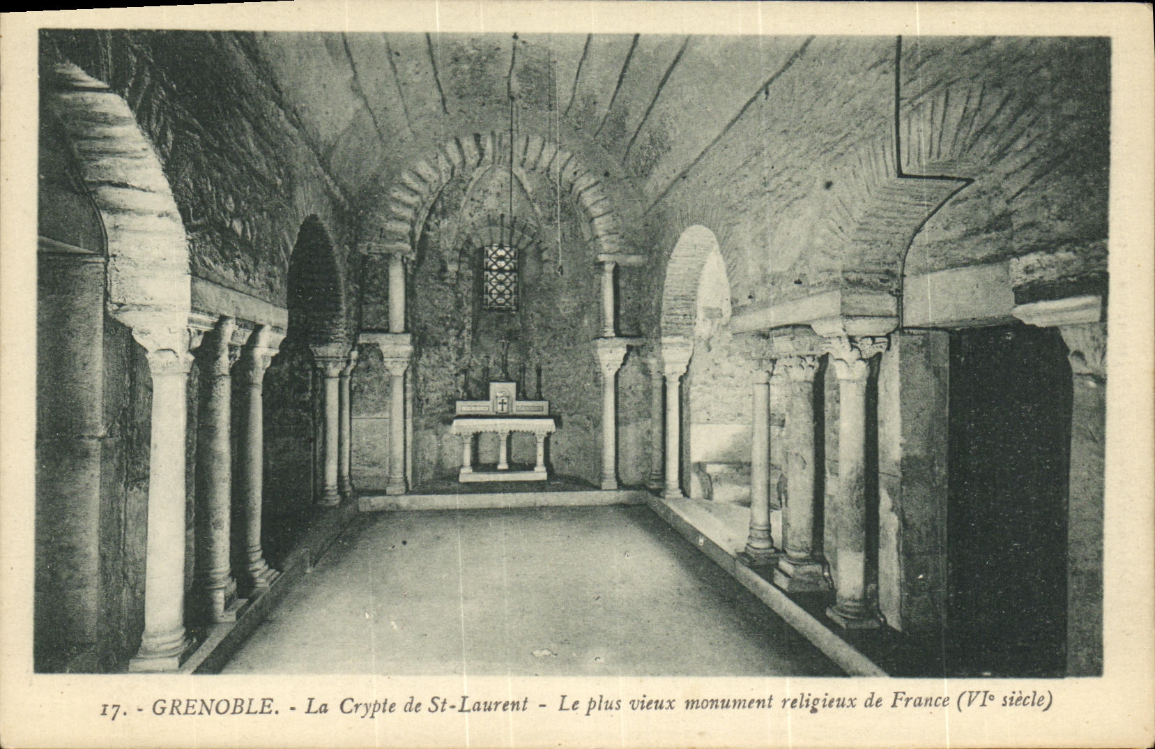 POSTAL Grenoble de la VENDIMIA la cripta de St Laurent el monumento religioso mas viejo de Francia
