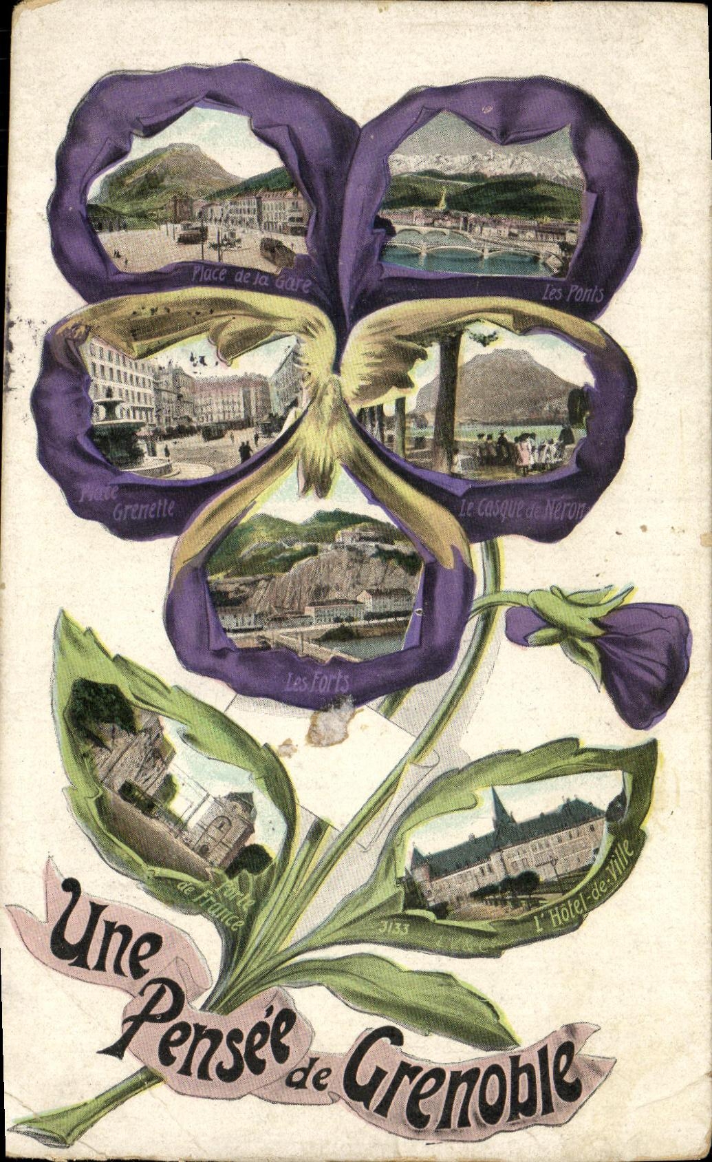 POSTAL de la VENDIMIA un pensamiento de las flores de Grenoble
