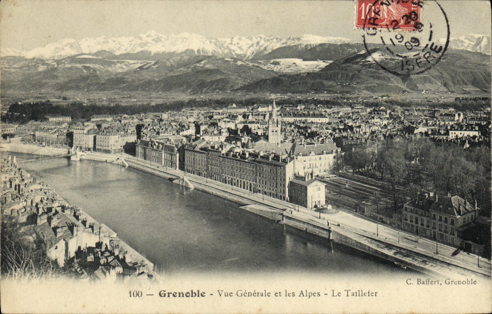 Opinion y las montanas Taillefer de Grenoble de la POSTAL de la VENDIMIA