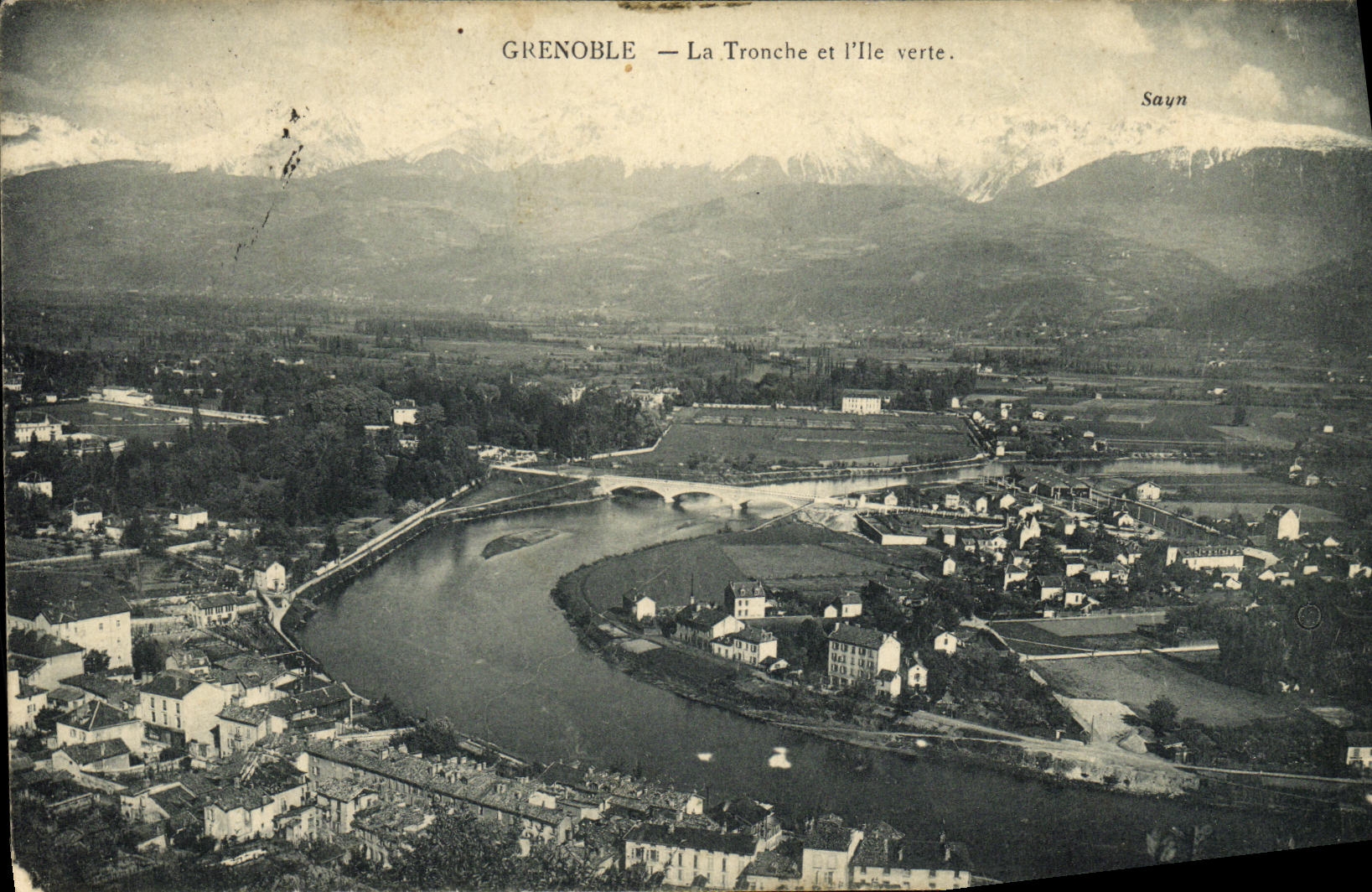 POSTAL Grenoble de la VENDIMIA la taza y el L el verde
