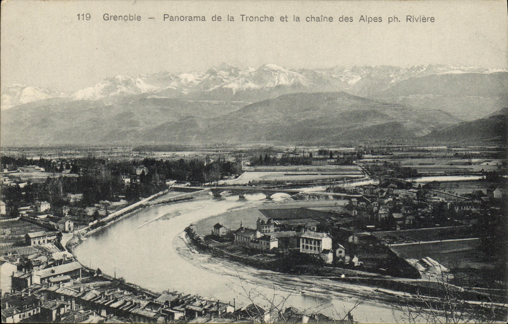 VINTAGE POSTCARD Grenoble Panorama of the Mug and the Alpine range