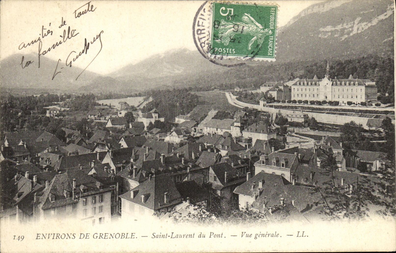 VINTAGE POSTCARD Surroundings of Grenoble Saint Laurent of the Bridge View
