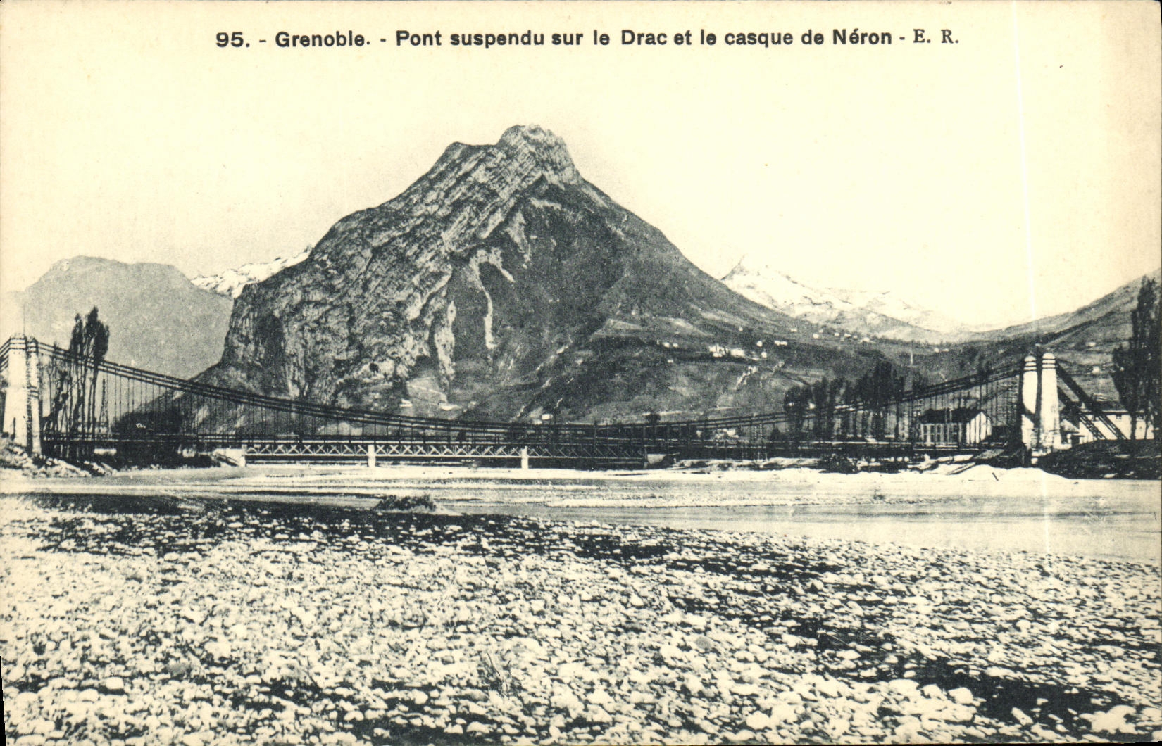 VINTAGE POSTCARD Grenoble Suspended bridge On Drac and the Helmet of Neron