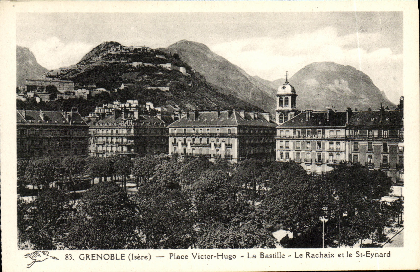 VINTAGE POSTCARD Grenoble Places Victor Hugo the Bastille Rachaix and St Eynard