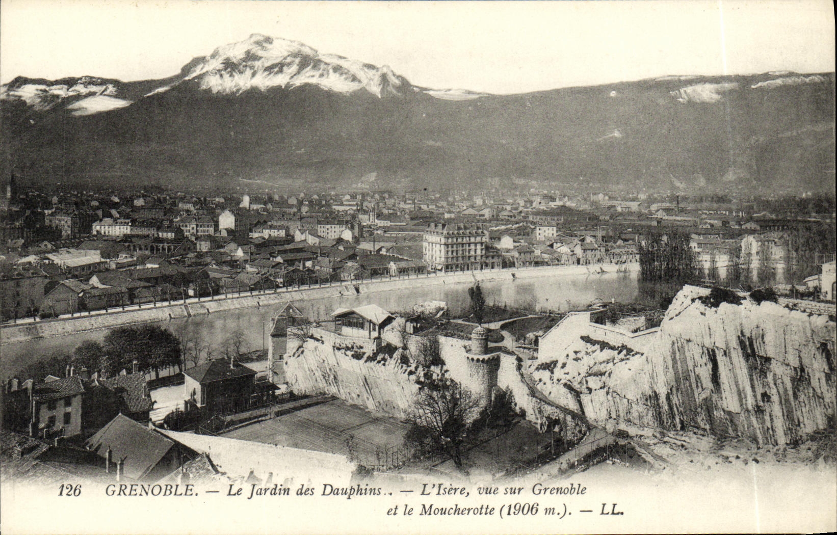 VINTAGE POSTCARD Grenoble the garden of the Dolphins L isere seen on Grenoble