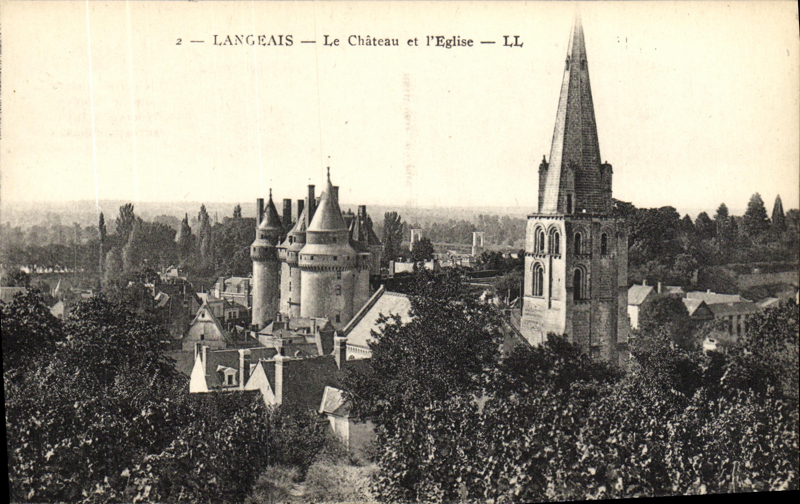 VINTAGE POSTCARD Langeais the Castle and L church