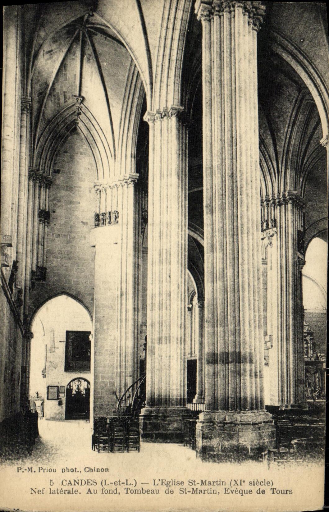 POSTAL Candes L tumba lateral de la VENDIMIA del pasillo de San Martin de la iglesia del obispo de San Martin de viajes