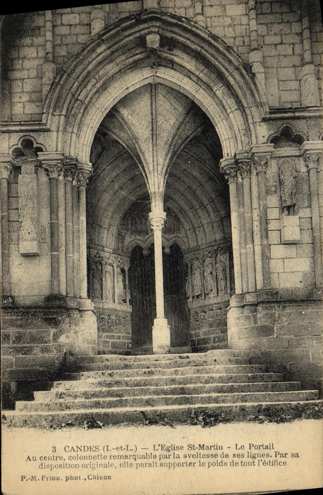 VINTAGE POSTCARD Candes L Church St Martin the gate