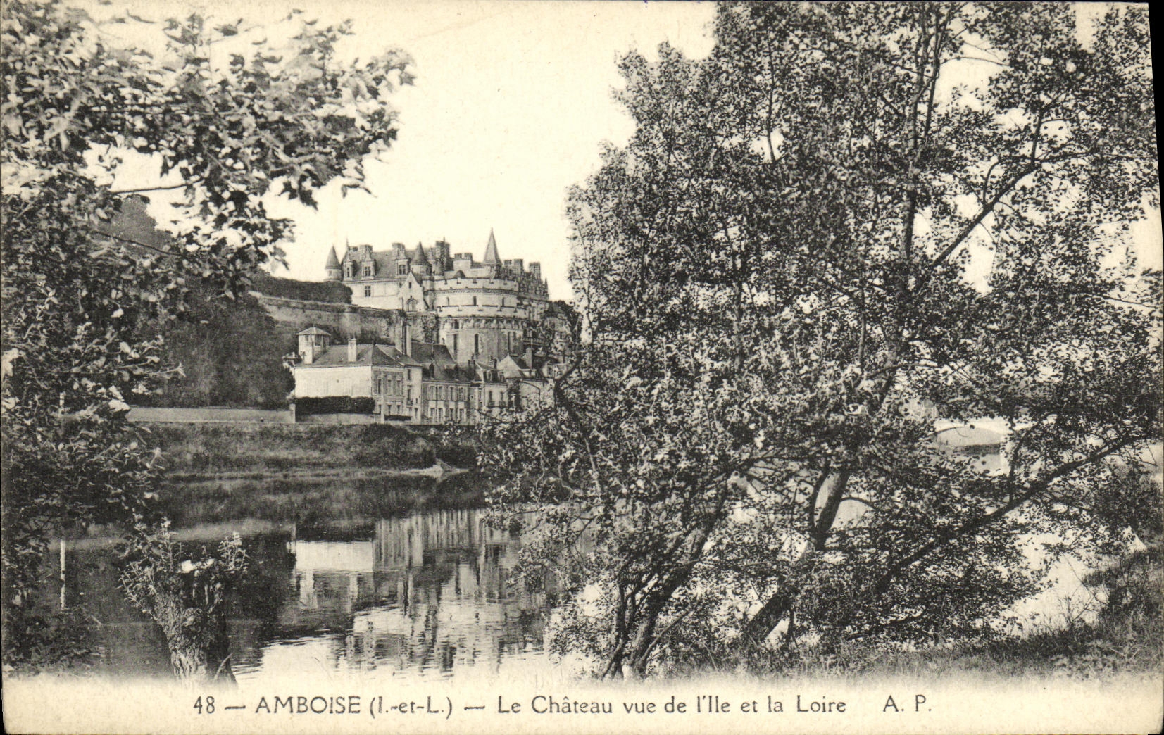 VINTAGE POSTCARD Amboise the Castle Seen Of I it and the Loire