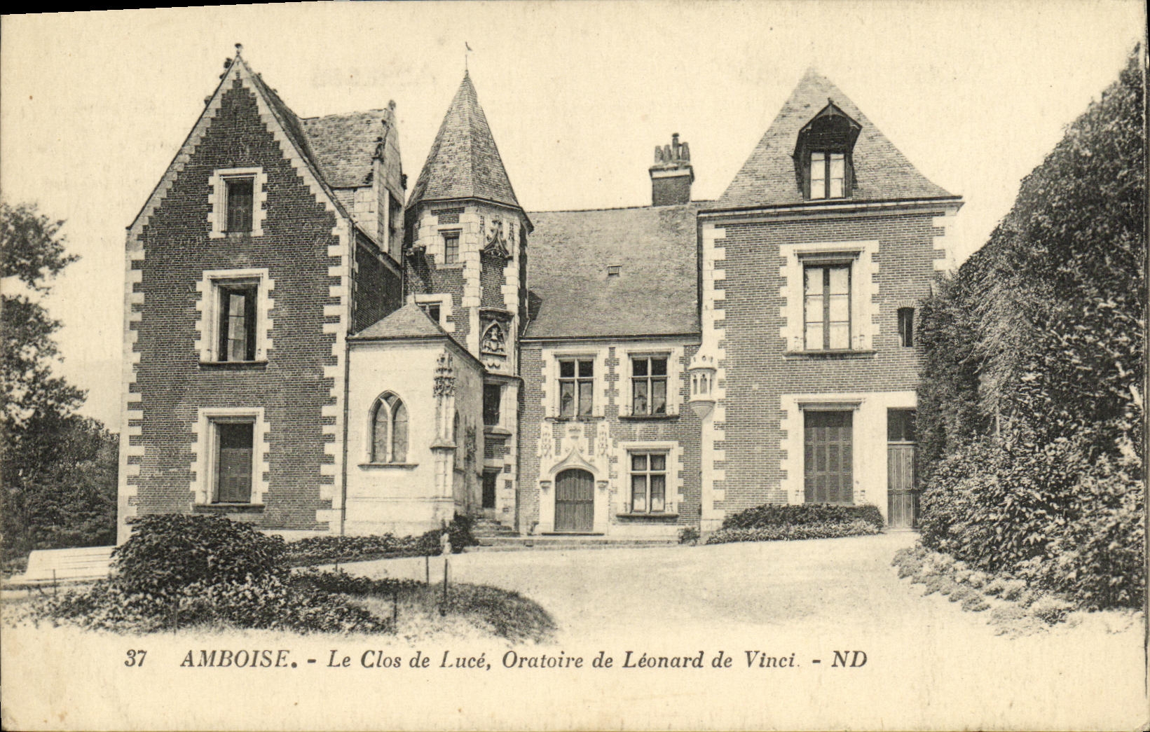 POSTAL Amboise de la VENDIMIA el campo oratorio de la luna de Leonard de Vinci